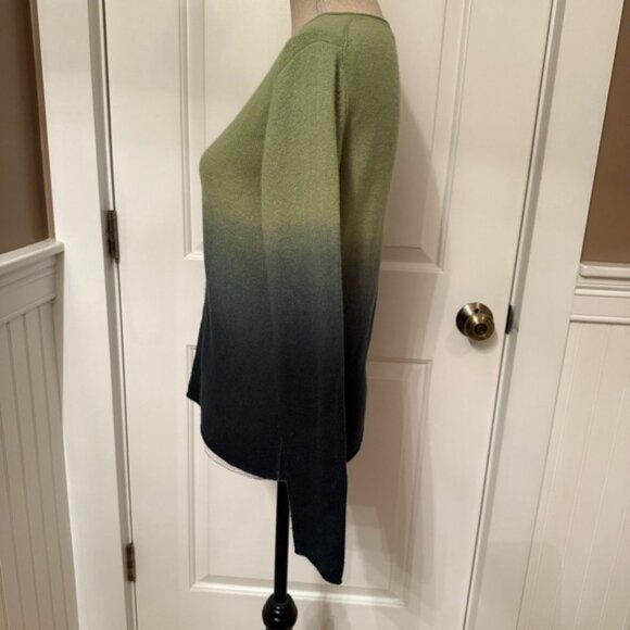 SIMPLY CASHMERE SWEATER ROUND CREW NECK GREEN OMBRE CASHMERE LONG SLEEVE Size M - Picture 4 of 10